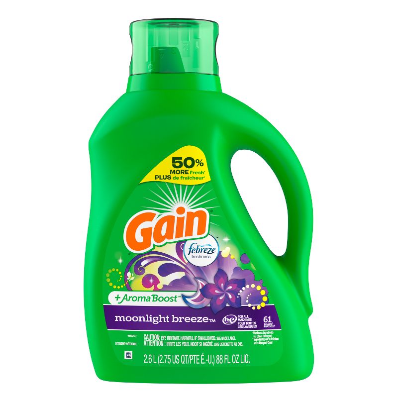 Gain + Aroma Boost Moonlight Breeze Scent HE Compatible Liquid Laundry Detergent Soap, 3 of 10