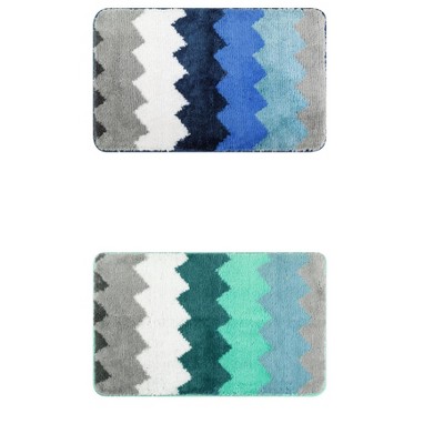Unique Bargains Waves Stripe Pattern Absorbent Non-Slip Bath Mats Set