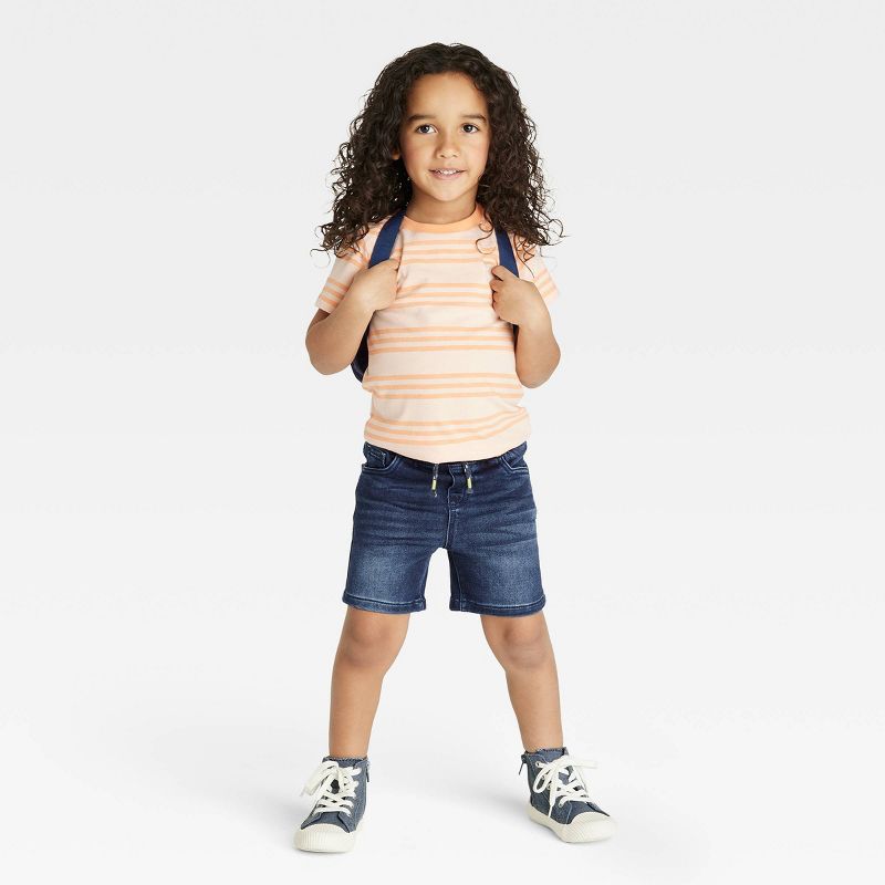 Toddler Boys' Super Stretch Pull-On Jean Shorts - Cat & Jack™ Dark Blue, 4 of 5