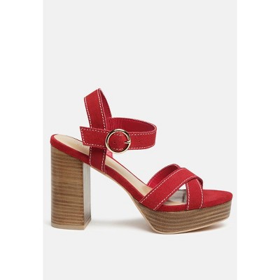 Choupette Suede Leather Block Heeled Sandal