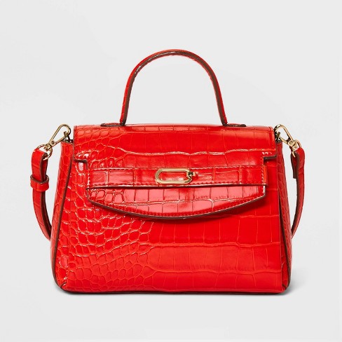 Crocodile Print Mini Top Handle Crossbody Bag - A New Day™ Red