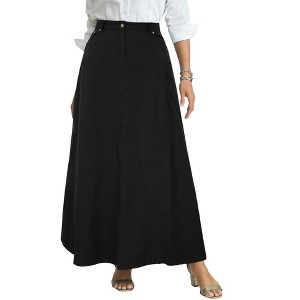 Jessica London Women's Plus Size Denim Inset Maxi Skirt - 1 of 4