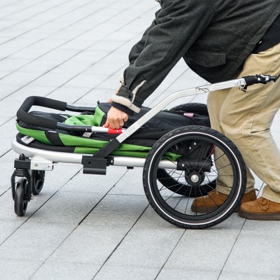 Green Foldable Dog Bike Trailer with Aluminum Frame