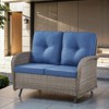 POCASSY 49.5" Wide Outdoor Glider Loveseat, All Weather Brown Wicker Rattan Patio Loveseat Glider for Porch Deck Garden - 2 of 4