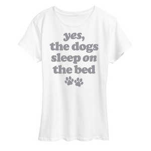 Women's - Instant Message - Dogs Sleep On The Bed Short Sleeve Graphic T-Shirt - 1 of 4