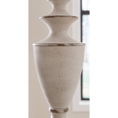 Antique Gray and Beige Metal Table Lamp Set with Cotton Shade