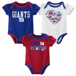 NFL New York Giants Infant Girls' 3pk White Bodysuit - 1 of 4