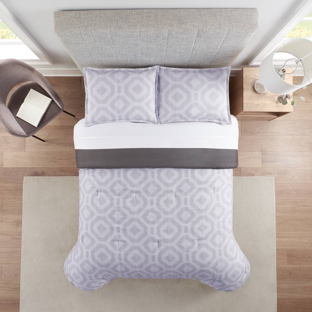 Photos - Duvet Serta 2pc Twin/Twin Extra Long Skyler Textured Geometric Antimicrobial Comforter 