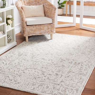Ivory Abstract Handmade Tufted Wool Area Rug 3' x 5'