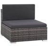 vidaXL Gray 8 Piece Patio Set - Poly Rattan Lounge with Cushions, Corner & Center Sofas, Coffee Table, and Ottoman - Indoor/Outdoor Garden Furniture - 4 of 4