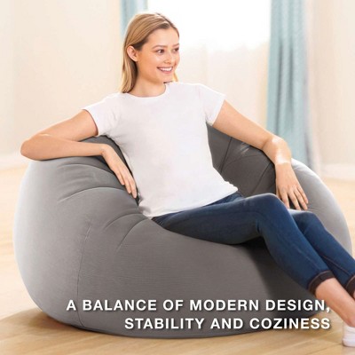 Gray Corduroy Inflatable Foldable Lounge Chair with Cushions