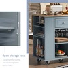 PAGED Drop Leaf Kitchen Island with Storage, Modern Kitchen Cart on Wheels with Open Rack, Power Outlet, Wooden Island Table for Dining Room - 4 of 4