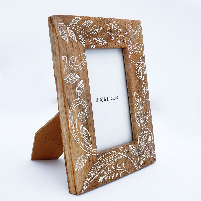 Natural Wood 4 x 6 inch Floral Pattern Decorative Wood Picture Frame - Foreside Home & Garden, 3 of 5