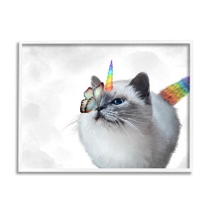 Stupell Industries Rainbow Unicorn Kitten Butterfly Framed Giclee Art - 1 of 4