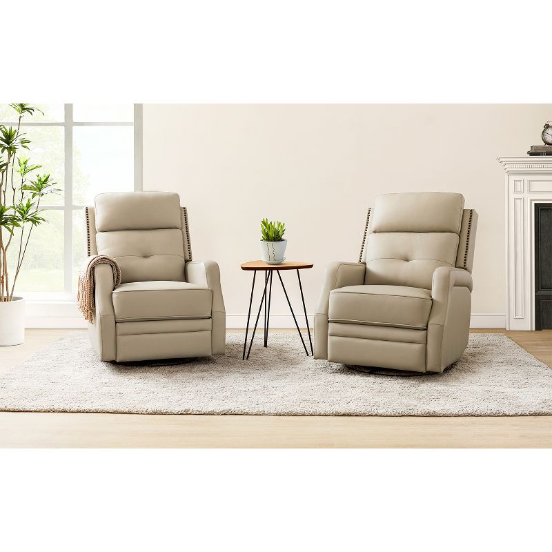 Set of 2 Basilio 28.74" Wide Tufted Wooden Upholstery Genuine Leather Swivel Rocker Recliner with Nailhead Trims | ARTFUL LIVING DESIGN, 2 of 11
