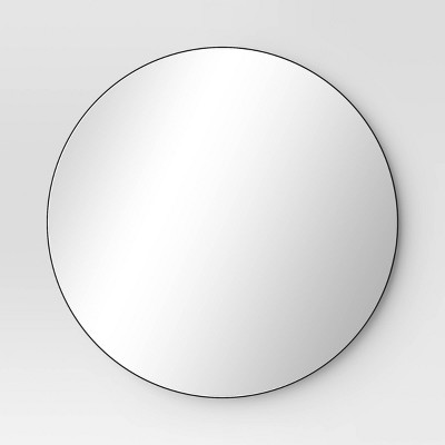 28" Round Infinity Circle Mirror Black - Threshold™: Modern Powder-Coated Metal Frame, Wall Mounted