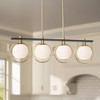 Possini Euro Design Carlyn Brass Black Linear Island Pendant Chandelier 33" Wide Modern White Glass Shade 4-Light LED Fixture for Dining Room Kitchen - 2 of 4