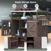 Mobile Outdoor Wooden Kitchen Island - Stainless Steel Top, Storage, Spice and Towel Racks - 3 of 4