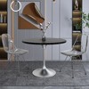 LeisureMod Verve 36" Round Dining Table - MDF Wood Top with Brushed Chrome Pedestal Base Accent Table for Contemporary Dining and Kitchen Room - 2 of 4