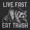 Mens Live Fast Eat Trash T Shirt Funny Raccoon Garbage Graphic Novelty Tee - Crazy Dog Men's T Shirt - 2 of 4