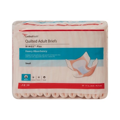 Cardinal Health Wings Super - Pañales para adultos para hombres y mujeres,  calzoncillos desechables para incontinencia con pestañas reabrochables