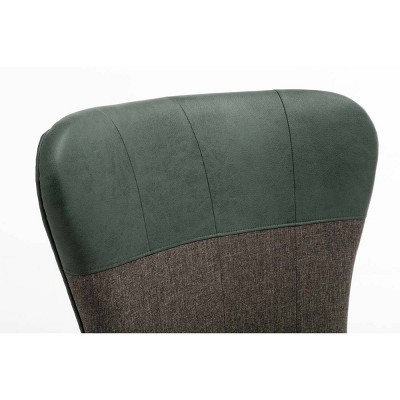 Transitional Upholstered Faux Leather & Wood Side Chair in Green/Gray