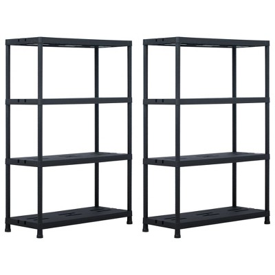 VidaXL Storage Shelf Racks 2 pcs Black 485 lb 35.4 in.x15.7 in.x54.3 in. Plastic