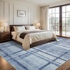 Washable Rug Modern Geometric Accent Rug with Non-Slip Backing Stain-Resistant Plaid Floor Mats Foldable Ultra-Thin Contemporary Indoor Carpet - 2 of 4