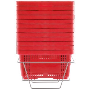 VEVOR Shopping Basket, Set of 12, 24L Durable Plastic Grocery Basket with Handle and Stand, 16.73 x 11.61 x 8.86 inch Portable Shop Basket Bulk, Red - 1 of 4