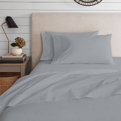 Twin Light Gray Organic Cotton Percale Sheet Set