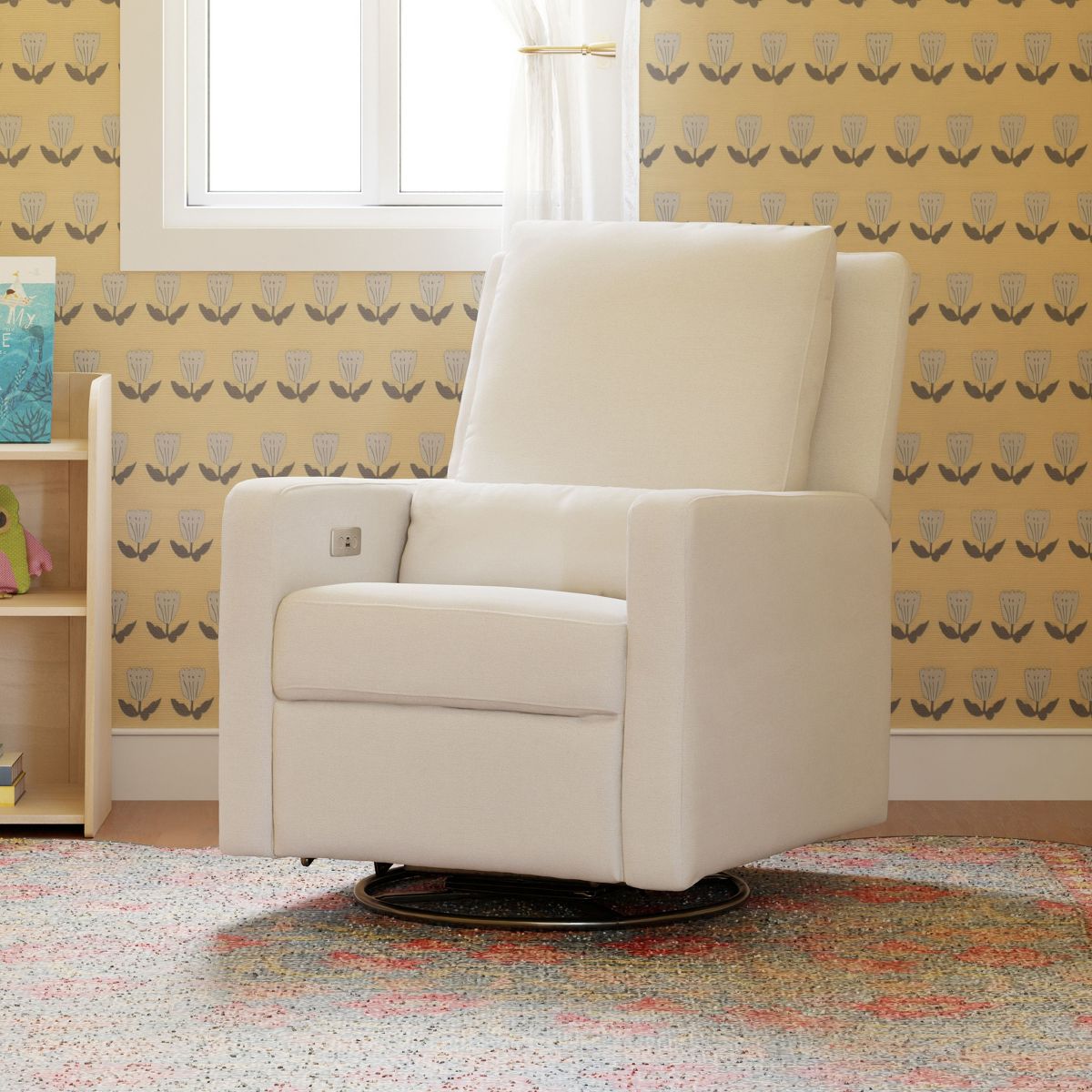 Babyletto Sigi Electronic Recliner and Swivel Glider with USB port - Performance Cream Eco-Weave - thumbnail 2