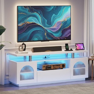 TV Stand for 65 inch TV, Media Console with Power Outlets USB LED Lights, Modern Entertainment Center with Large Drawer Adjustable - 1 of 4