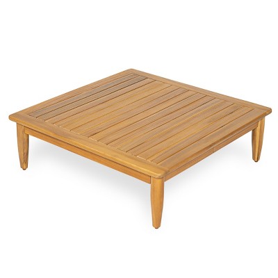 Square Acacia Wood Outdoor Coffee Table with Slatted Top and Low Profile for Patio or Balcony Lounge-Cuddlewood