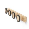 Umbra Hub Rail 4 Hook Black/Natural: Wall Mounted Decorative Coat & Towel Rack, Rubberwood, 20 lb Capacity - 2 of 4