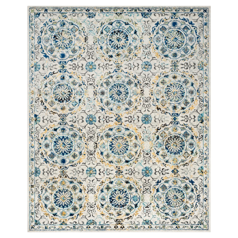 8'x10' Evoke Medallion Area Rug Ivory/Blue - Safavieh