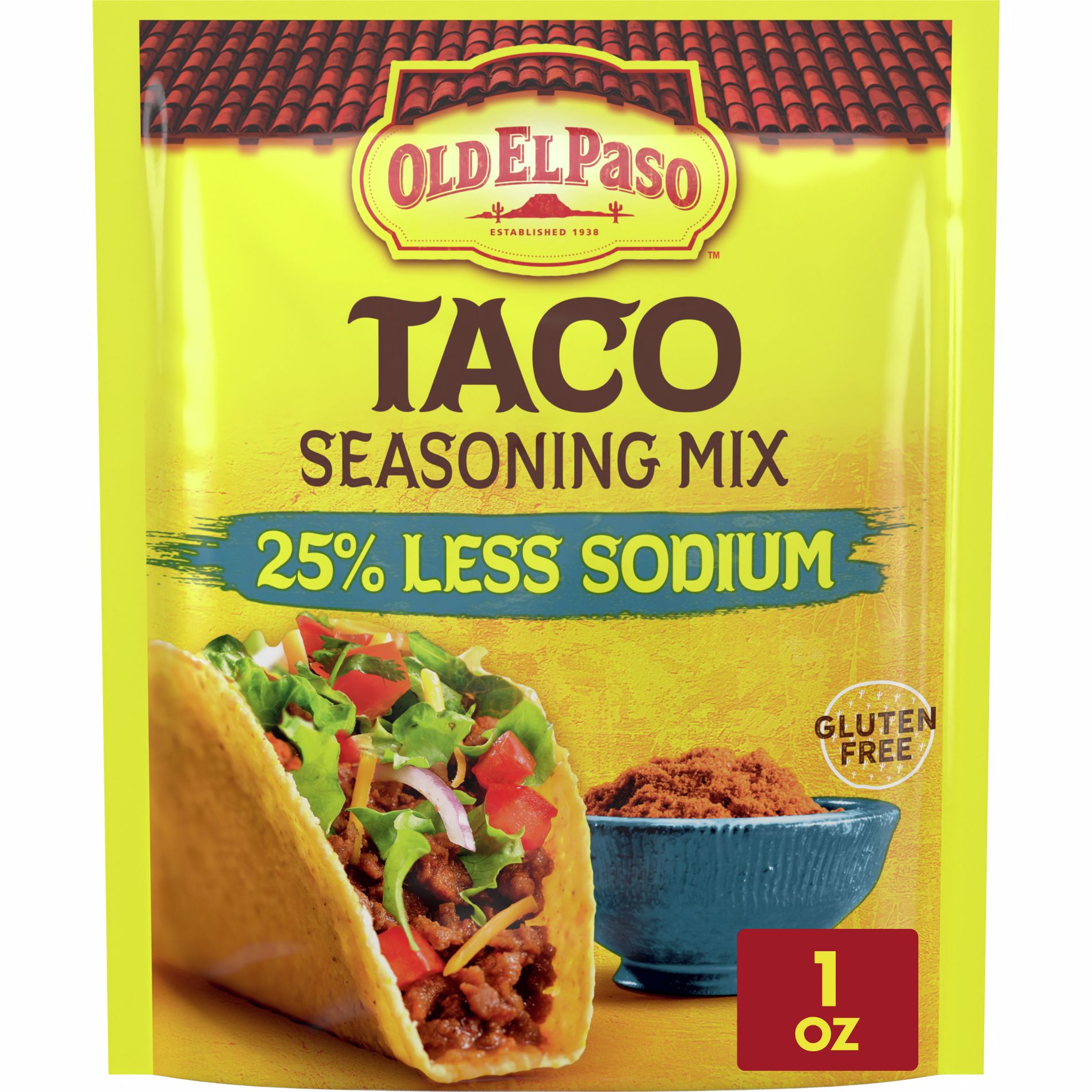 Old El Paso 25% Less Sodium Gluten Free Taco Seasoning 1oz