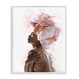 Stupell Industries AA Woman Pink Floral Crown Abstract Portrait Black Framed Giclee Art - 1 of 4