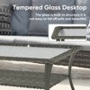 POCASSY Wicker Outdoor Coffee Table, Patio Furniture Rectangular Tempered Glass Top Coffee Table with 2-Lyer Storage - 4 of 4