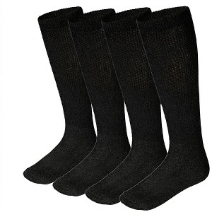 Debra Weitzner Diabetic Socks for Men and Women Over the Calf Knee High Cotton Socks Loose Fit 4 Pairs, Adult Unisex, Size: 10-13, Black