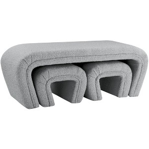 Meridian Furniture,Odelia Boucle Fabric Bench - 1 of 4