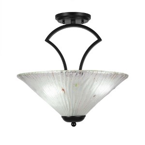 Toltec Lighting Zilo 3 - Light Flush Mount in  Matte Black with 16" Frosted Crystal Shade - 1 of 1
