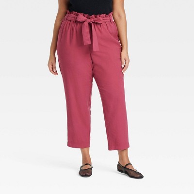 Women's Super-High Rise Tapered Ankle Pull-On Paperbag Pants - A New Day™