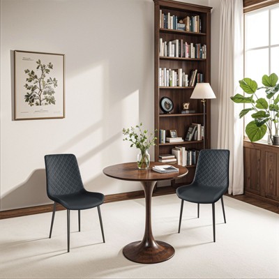 NicBex Set of 2/4 Modern PU Leather Upholstered Dining Chairs with Black Metal Legs,Armless Accent Chairs for Dining Room,Kitchen,Restaurant