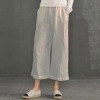 ECUPPER Womens Cotton Cropped Pants Loose Fit Wide Leg Capri Casual Plus Size Elastic Waist Trousers - 3 of 4