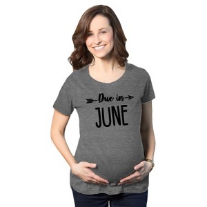 Maternity Due In January Funny T shirts Pregnant Shirts Announce Pregnancy Month Shirt - Crazy Dog Maternity T Shirt - 1 of 4