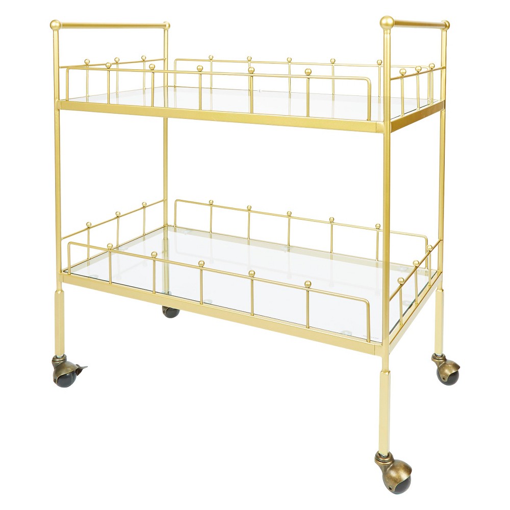 Fitz 2-Tier Rectangular Bar Cart Silverwood, Bright Gold