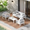 Heynemo Aluminum Outdoor Patio Furniture Set, 4 Pcs Modern Outdoor Conversation Set Sectional Sofa with Cushion and Coffee Table for Balcony - 2 of 4