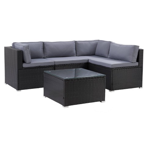 Parksville 5pc Patio Sectional Set - Black - Corliving : Target