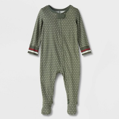 Image of Infant Allover Fleck Long Sleeve Union Suit - Hearth & Hand™ with Magnolia Green 3-6M