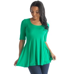 Womens Elbow Sleeve Swing Tunic Top - 24seven Comfort Apparel™ - 1 of 4